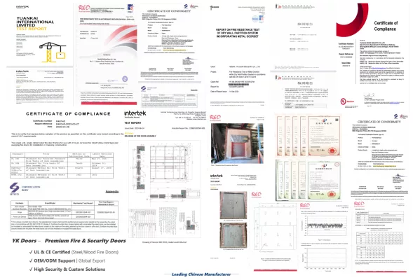 YK Door Industry Fire Door Qualification