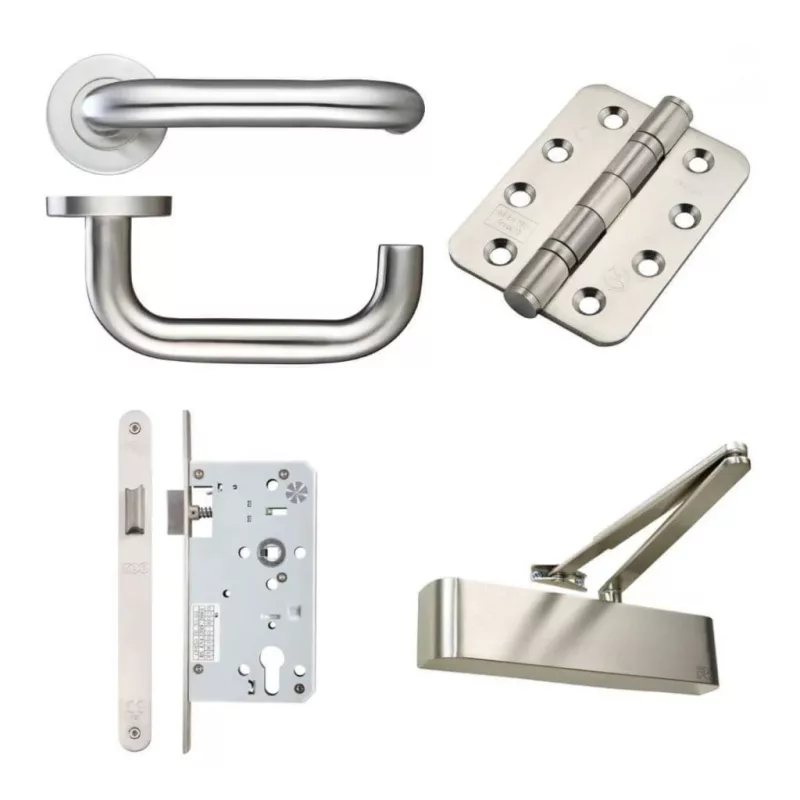 UL fire-rated door handles, latches, door closers, and bolts