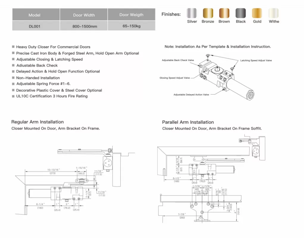 datasheet of fire door closer
