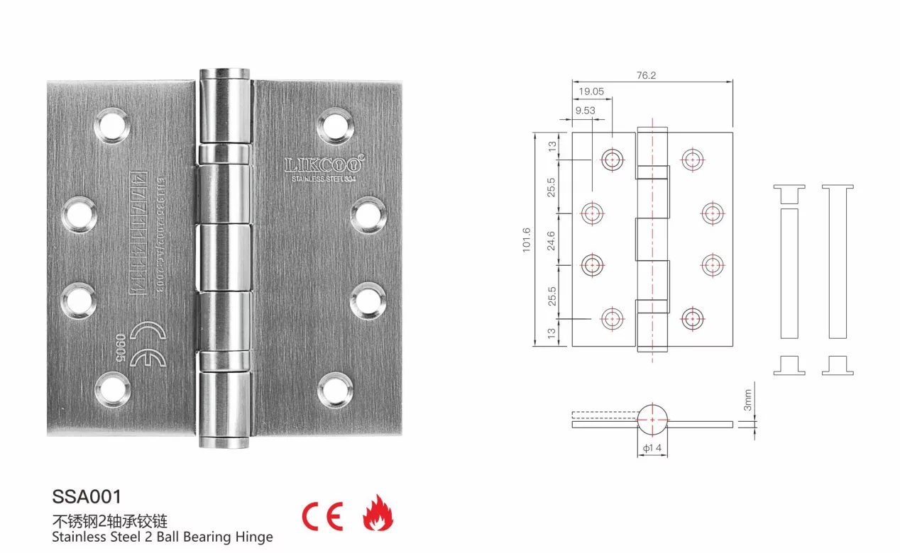 Stainless Steel 2 Ball Bearing Hinge